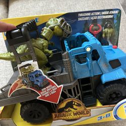 Jurassic World Fisher-Price Imaginext Dominion Toy, Break Out Dino Hauler Vehicle & T. rex Dinosaur for Preschool Kids Ages