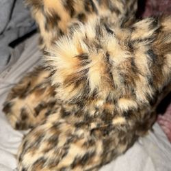 Fur Leopard Boots To Tight Brand New 