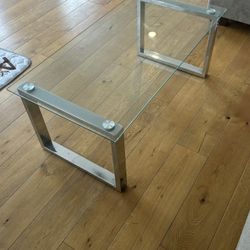 Modern Glass Coffee Table With Silver Legs
