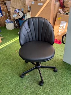 Black Faux Leather Office Chair with Wheels