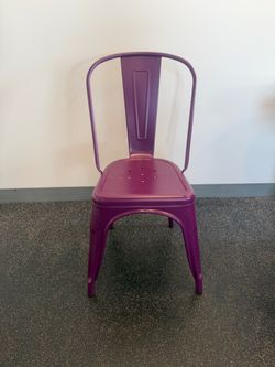 4 Purple Metal Tolix-Style Dining Chair