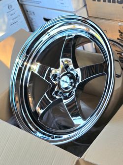 18x9.0 NEW CHROME WHISTLER KR2 WHEELS/RIMS. 5X114.3