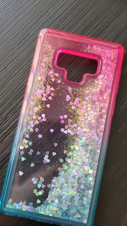 Brand new note 9 liquid glitter case with hard screen protector