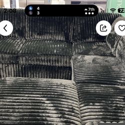 Ashley Furniture New Black Corduroy Sectional With Free $199 Ottoman Included When Mention This Ad. 