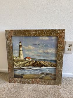 Framed Lighthouse Coastal Wall Art
