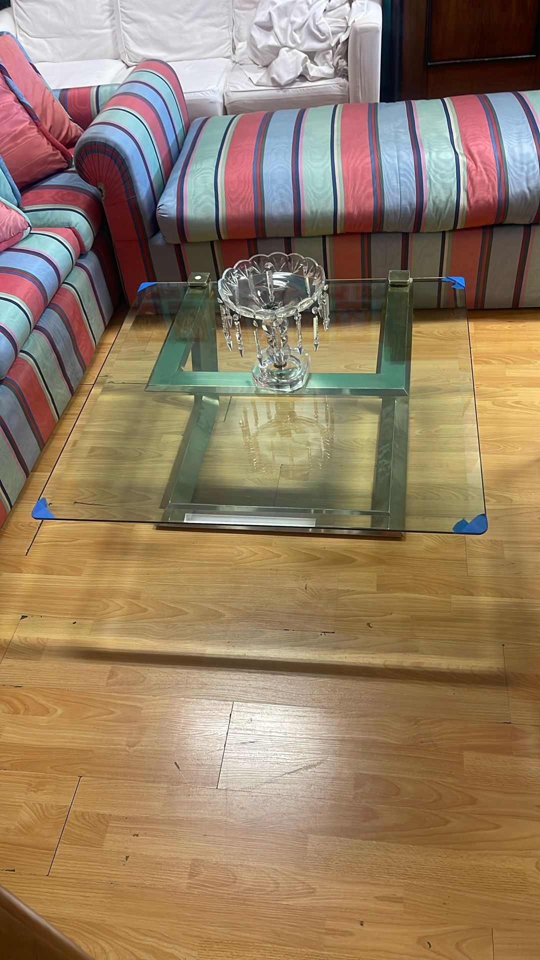 Square Glass Coffee Table W/ Golden Base