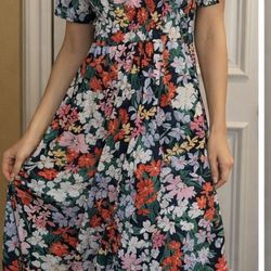 Old Navy Floral Smocked Puff Sleeve long Dress  xlarge