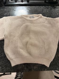 Cream Chunky Knit Crewneck Sweater