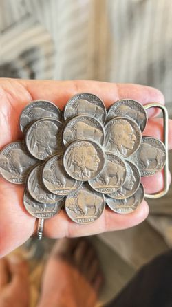Buffalo/ Indian Head Five Cents Real Coins From 1020’s And 1930’s Belt Buckle