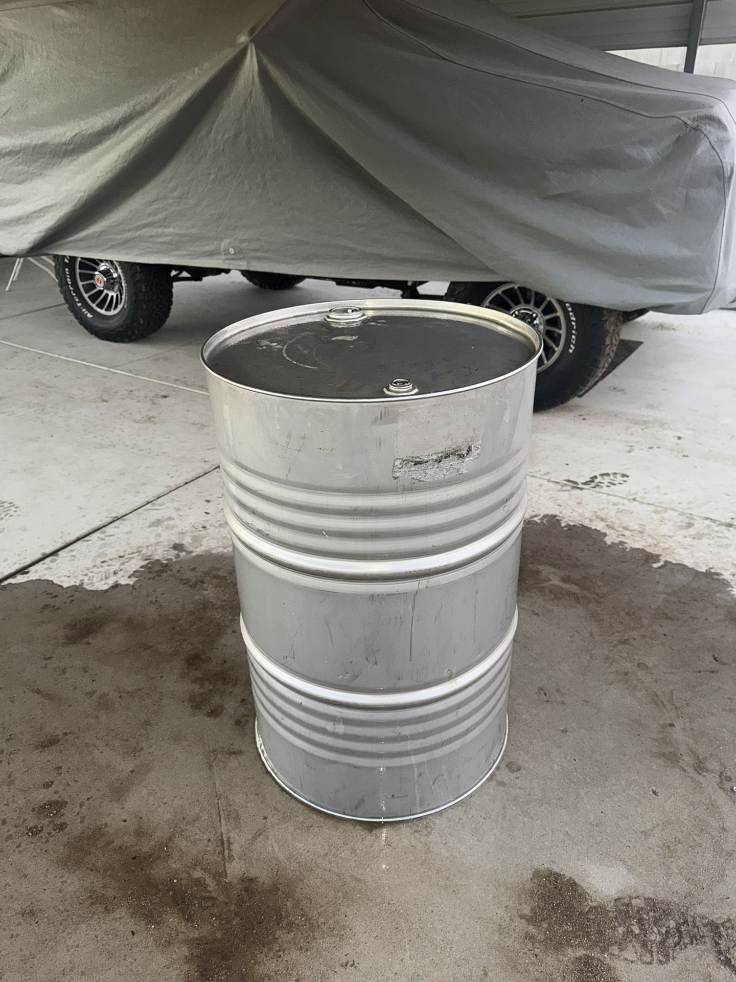 55-gallon stainless steel drum