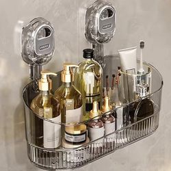 🩷Transparent, no-drill shower caddy features heavy-duty vacuum suction cups 🩷Made of clear, shatterproof plastic