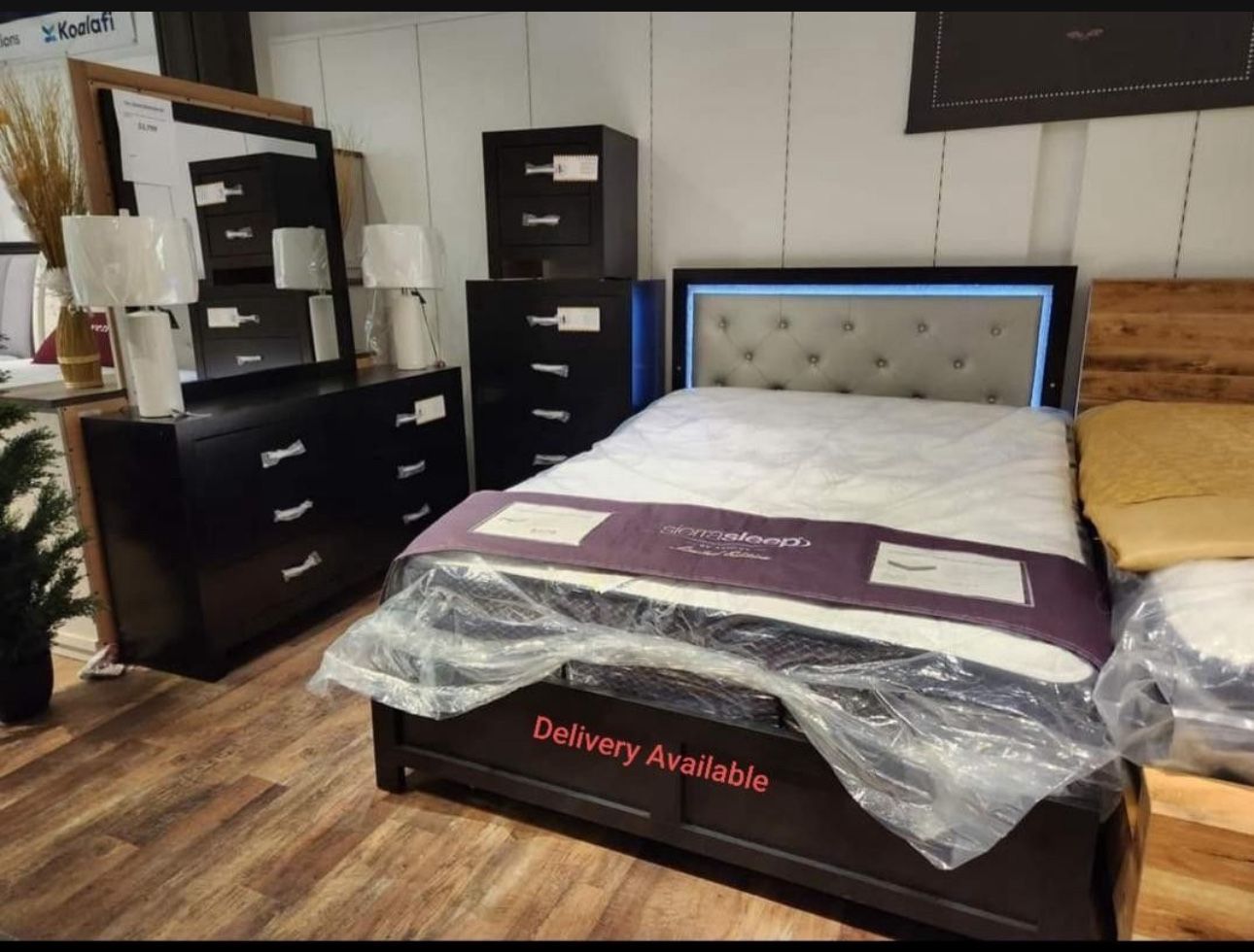 NEW BEDROOM FURNITURE 4pc - AVAILABLE BED MATTRESS SECTIONAL SOFA AND FINANCIAL