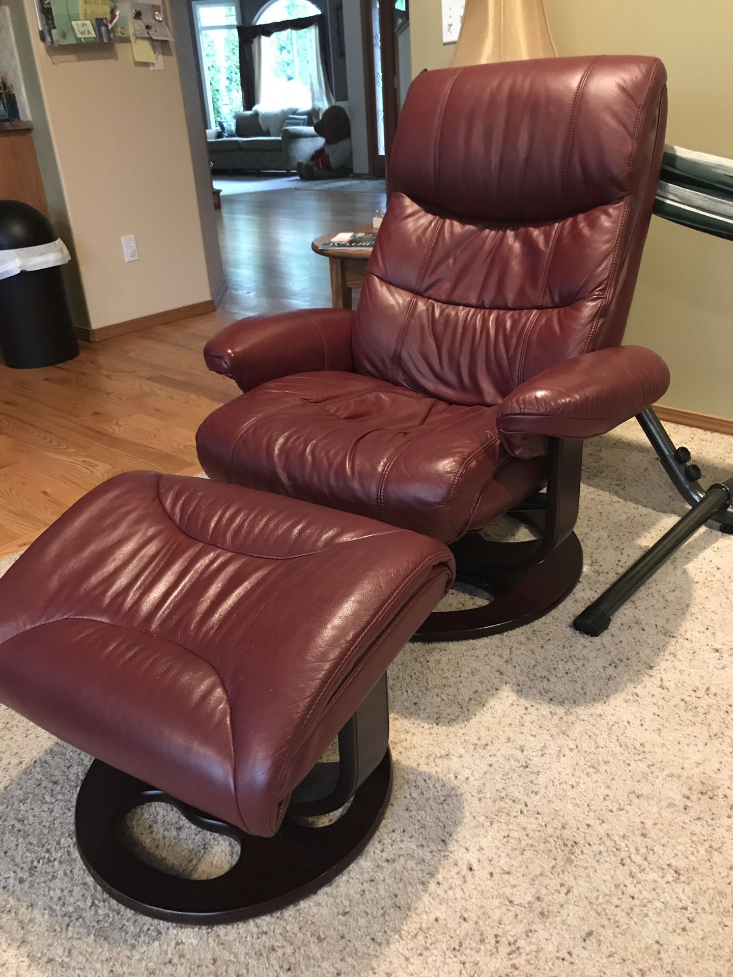 Lane Leather Recliner and Ottoman