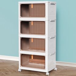 4 tier plastic storage bins and boxes organizer. 