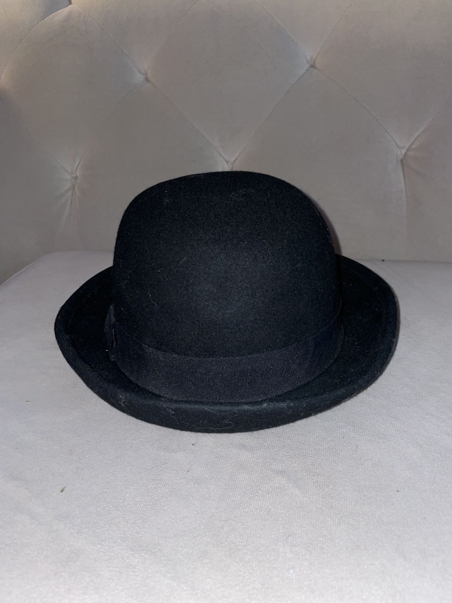 Vintage Y2K Black Wool Bowler Hat