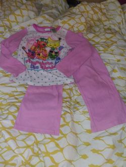 Shopkins Girl's Size 4/5 Pink 2pc Fleece Pajamas