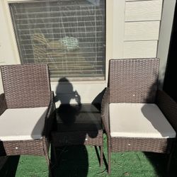 Patio Chair Set with Glass Top Table