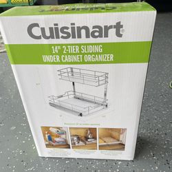 14” 2 tier sliding under cabinet organizer