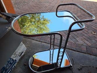 Rolling serving bar cart with mirror shelf