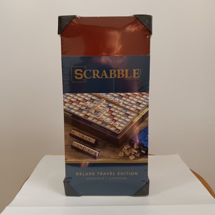 Scrabble Deluxe Travel Edition Wooden Folding Board Game Road Trip BRAND NEW