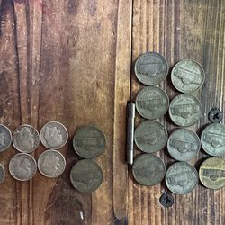 Lot of 18. 12 war nickels and 6 silver dimes