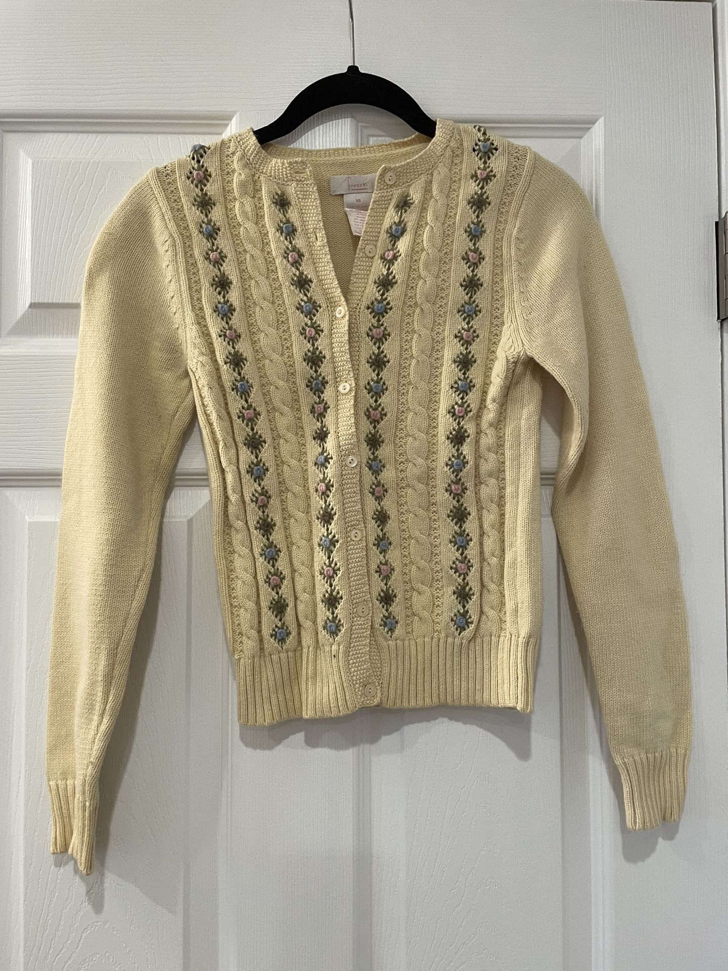 Frenchi Yellow Cardigan With Floral Detail