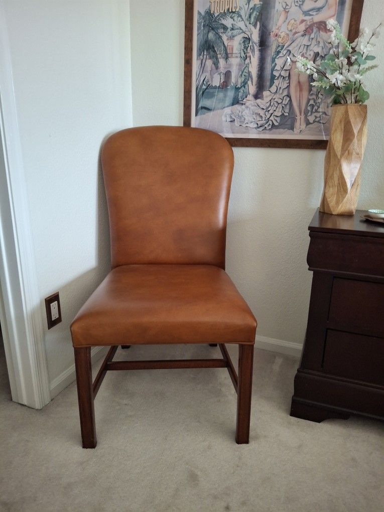Ralph Lauren Genuine Leather Desk Accent Chair - Warm Saddle Brown