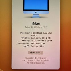 Hardly Used 2017, 21” IMac