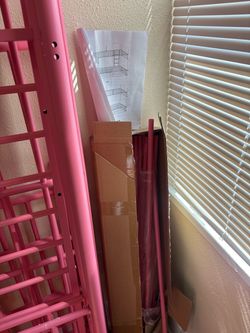 Pink Metal Twin over Twin Bunk Bed Frame