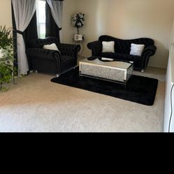 Sofa, Chairs, Pillows, Rug, glass tables furniture never used sitting area