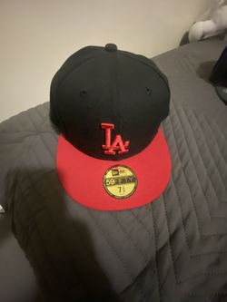 Red And Black Dodgers Hat. Size 7 5/8