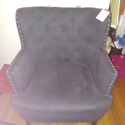 High Back Wide Studded Upholstered Chair