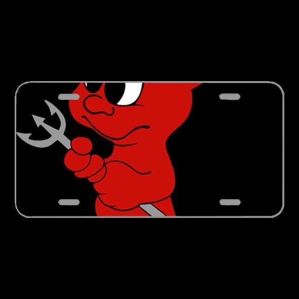 License Plate Novelty Car Front Devil Red Demon Cartoon Satan Evil