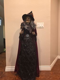 Large 55" Halloween Witch Figure with Masquerade Mask