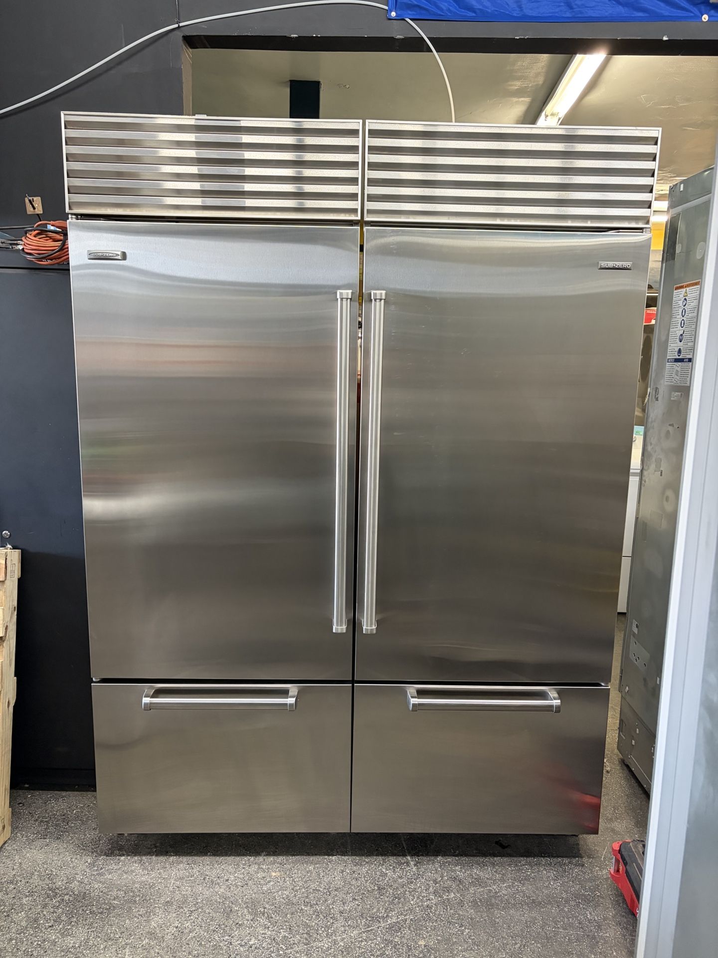 Stainless Built In Sub Zero 60” Refrigerator Bottom Freezer Set