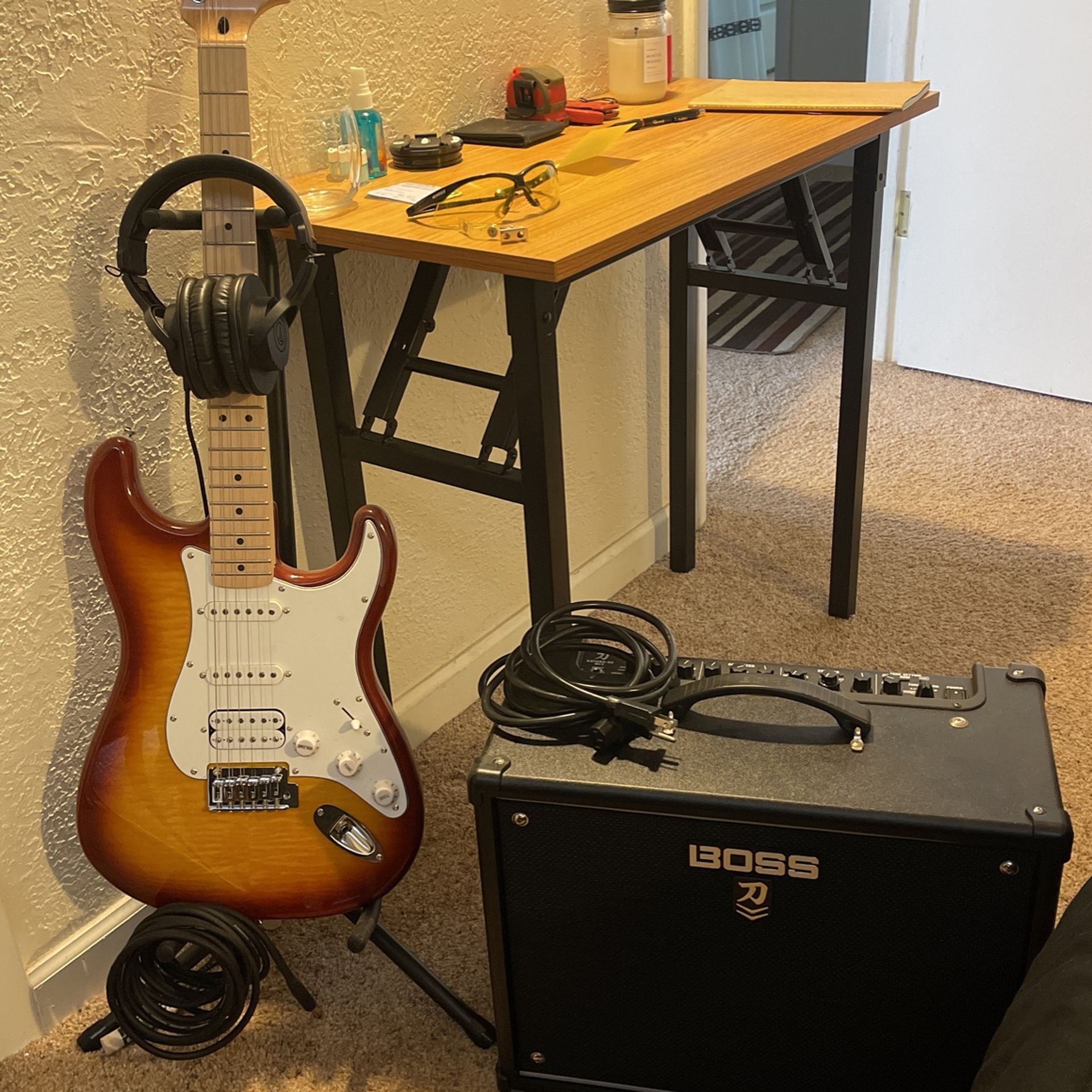 Fender Stracaster Guitar  and BOSS Amp 