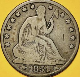 1854-O (Arrows) U.S. SEATED LIBERTY SILVER HALF DOLLAR 50c COIN (Fine)