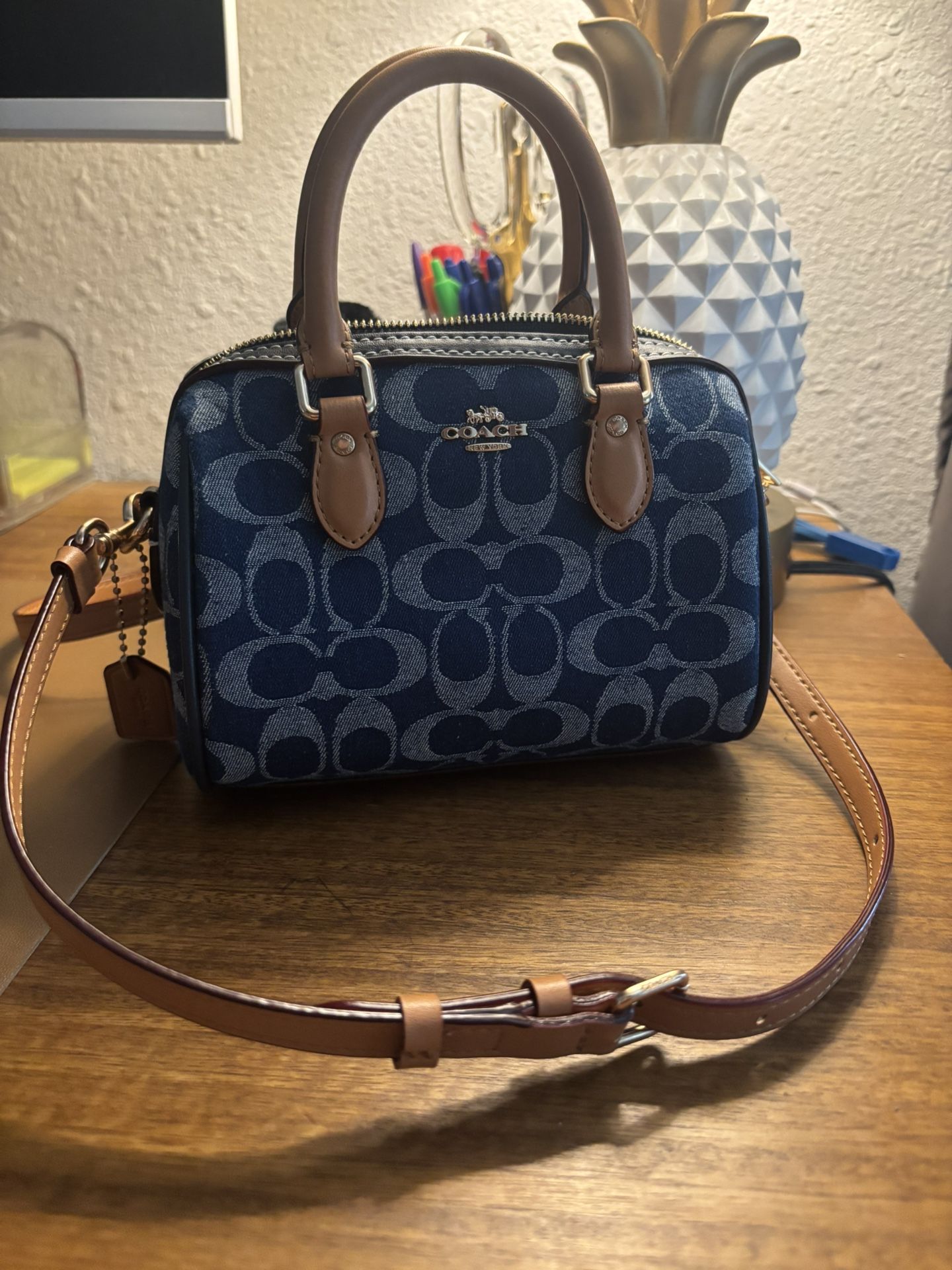 Coach Mini Rowan Denim Crossbody