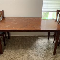 60” x 35” Wooden Sturdy Dinner Table With 4 Chairs 