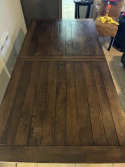 Dark Wood Plank Dining Table