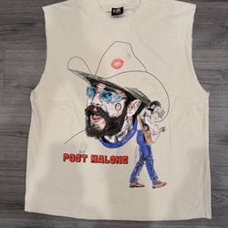 Giant Vintage Post Malone Graphic Heavyweight Cotton Muscle Tee Men’s Size Large