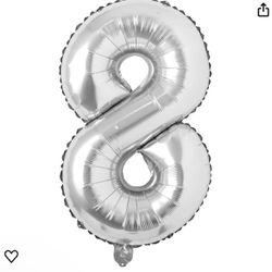 32in Silver Number Balloon 