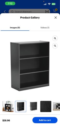 Black 3-Shelf Bookcase – $10