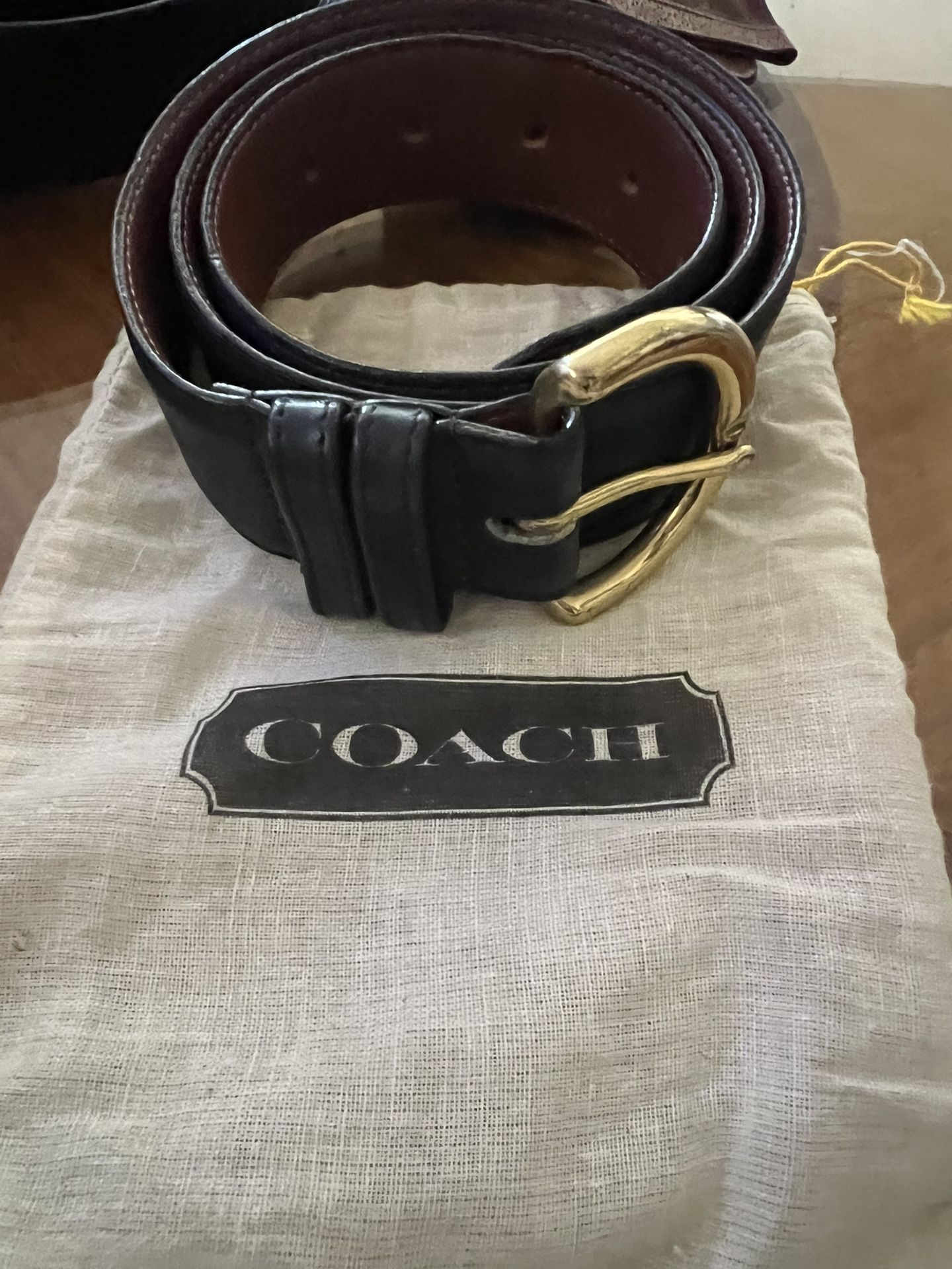 Genuine Leather 8500 Navy Blue Coach Belt W/ Brass Buckle Made In