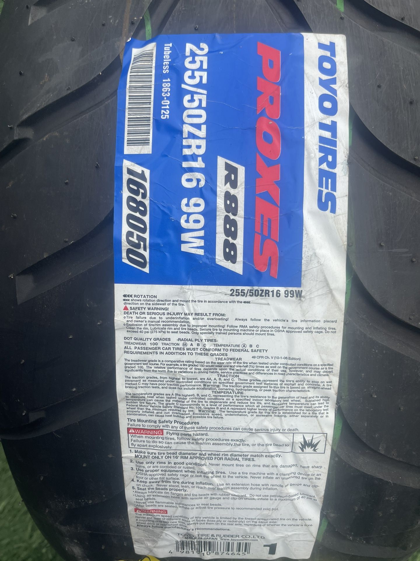 Proxes R888 225/50ZR16 99W $700