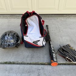 Baseball Bag, Bat, and Glove. 