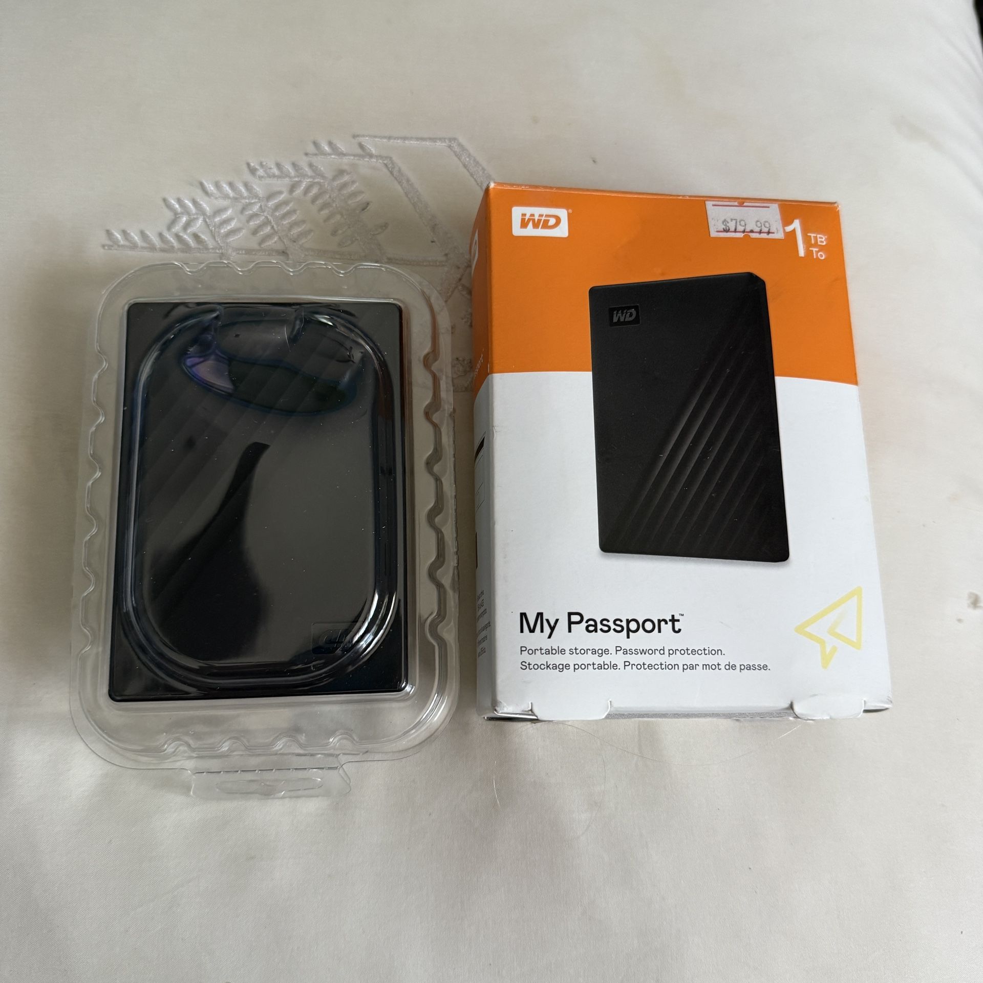 WD 1TB My Passport, Portable External Hard Drive, backup software, password
