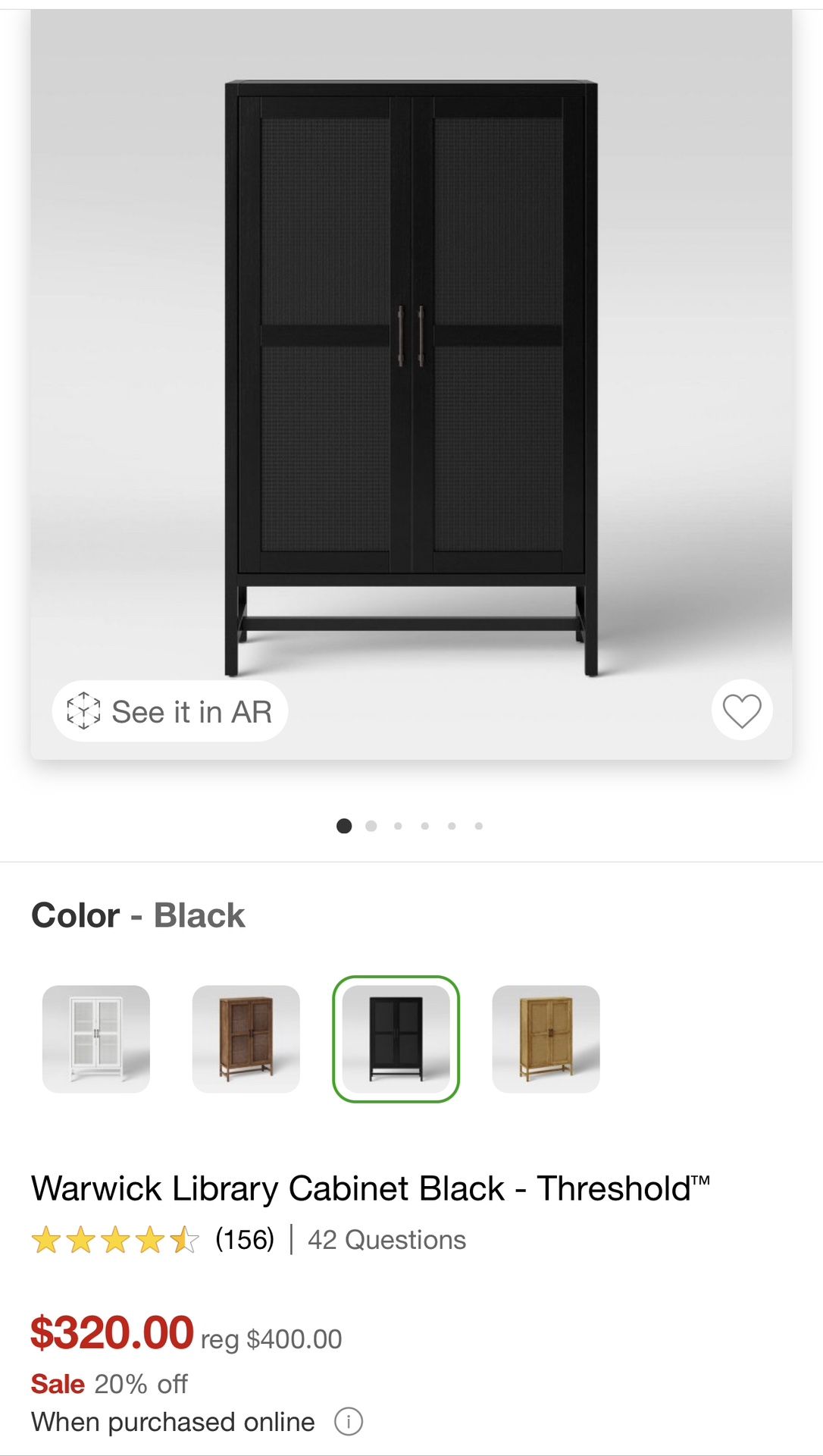 Warwick Library Cabinet Black Threshold for Sale in Ontario CA