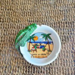 Vintage Lifes A Croc Florida Ashtray Crocodile Alligator 1993