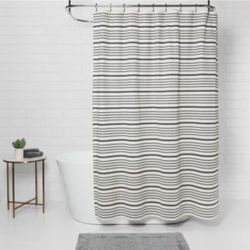Black And White Strioed Shower Curtain
